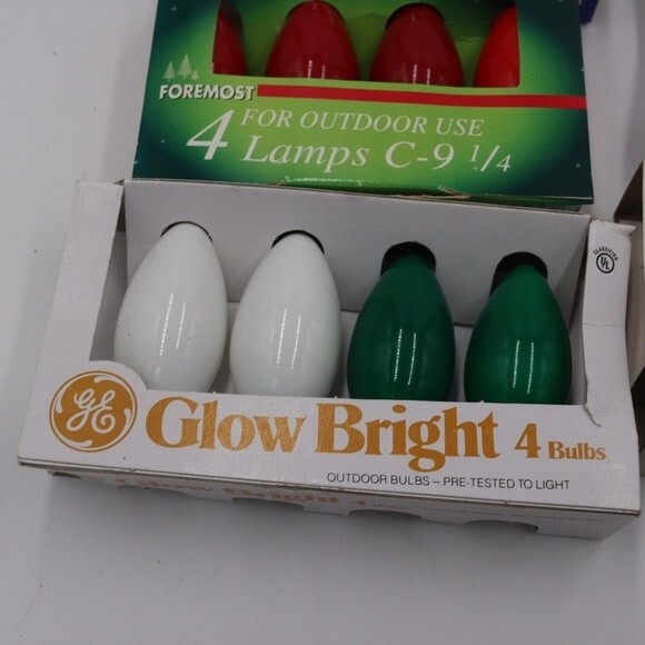 Lot of 14 C9 Christmas Light Bulbs Red, Green, Blue, White — Opaque & Transparen - Picture 4 of 13